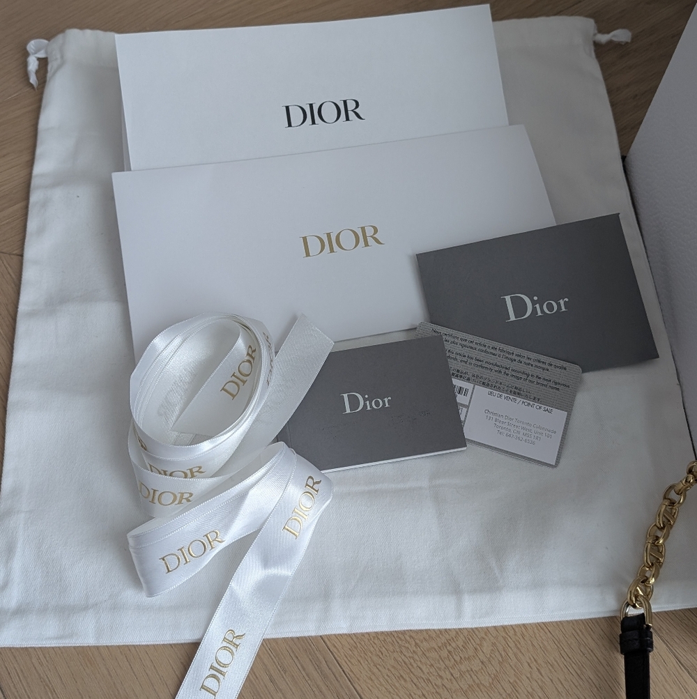 Dior Caro Small Black and Gold Quilted Chain Bag - Picture 10 of 12